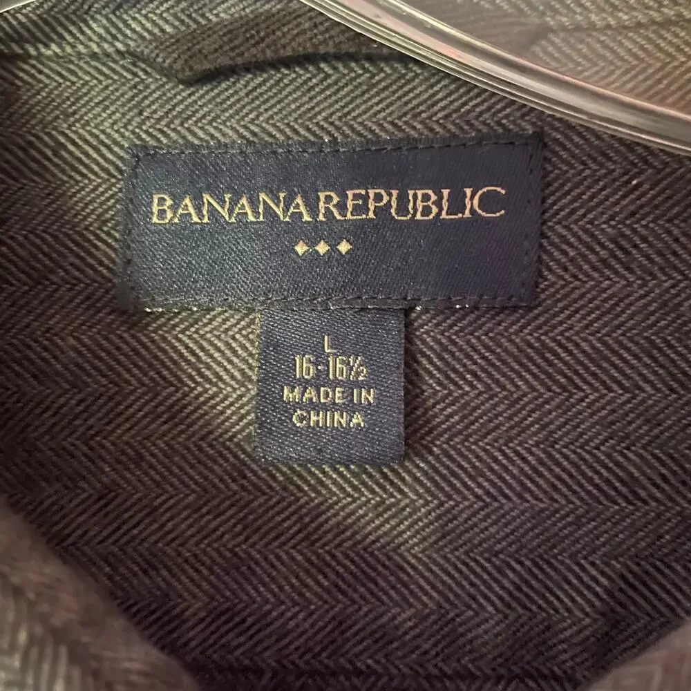 Banana Republic Mens Button Down Cotton Shirt Sz L 16/16.5